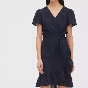 GAP navy linen wrap and ruffle dress in size XXL